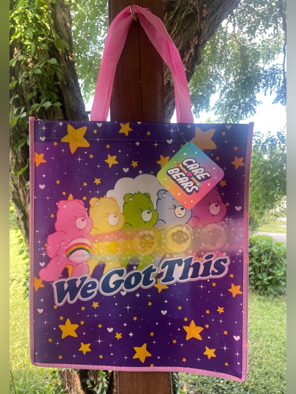 Care Bears Purple and Pink 'We Got This' Starry Reusable Tote